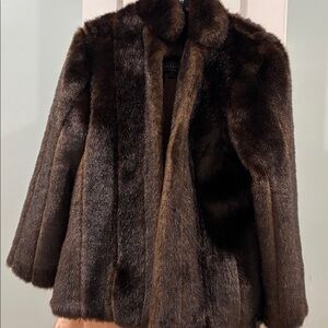 Donna Salyers Fabulous Furs mink Hook Closure Faux Fur Coat Brown Size L